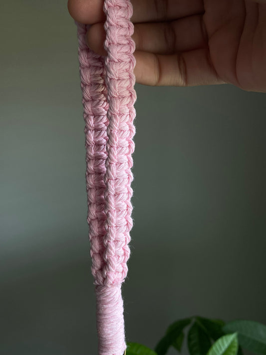 Pink Macrame Wrist Keychain