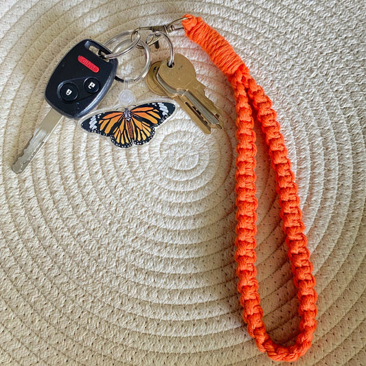 Orange Macrame Wrist Keychain