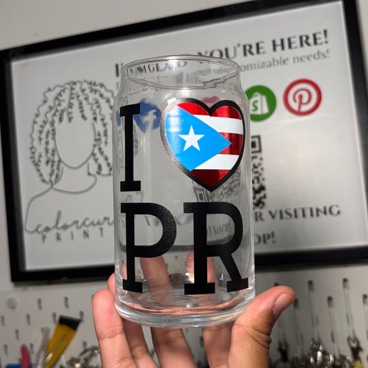 I Love PR Can Glass