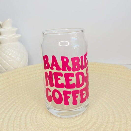 Pink Barbie Can Glass