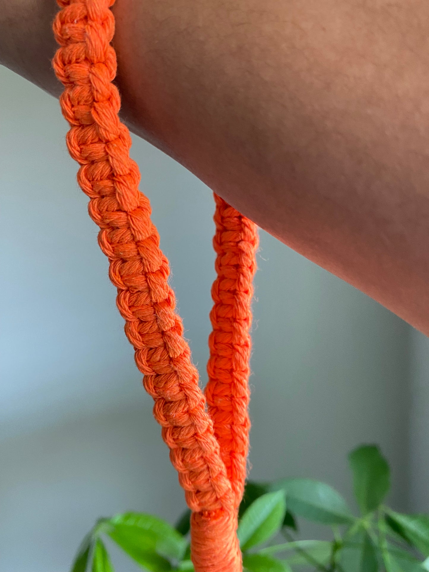 Orange Macrame Wrist Keychain