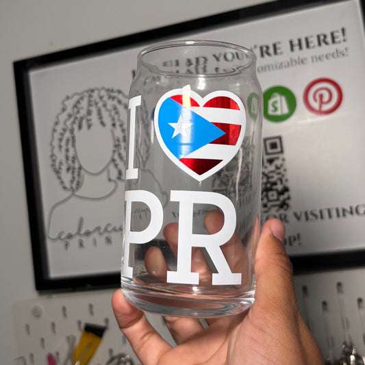 I Love PR Can Glass