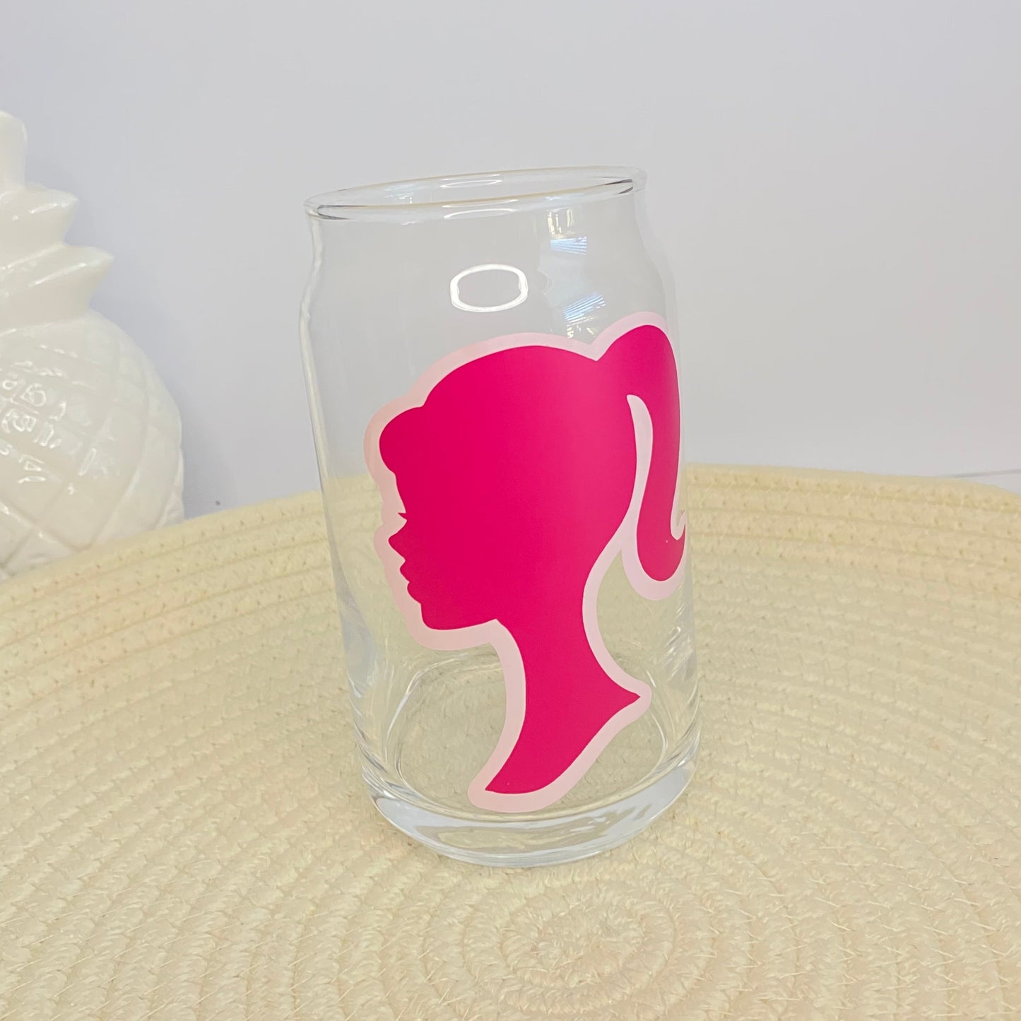 Pink Barbie Can Glass