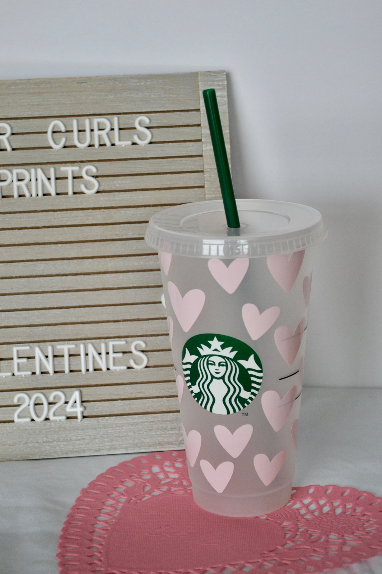 Pink Hearts Starbucks Venti Cup