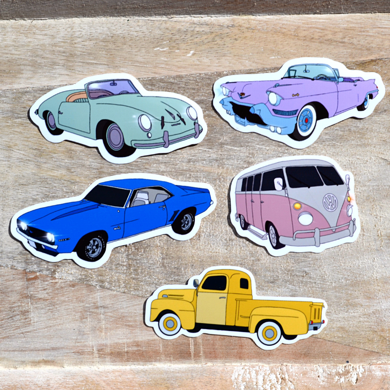Vintage cars stickers