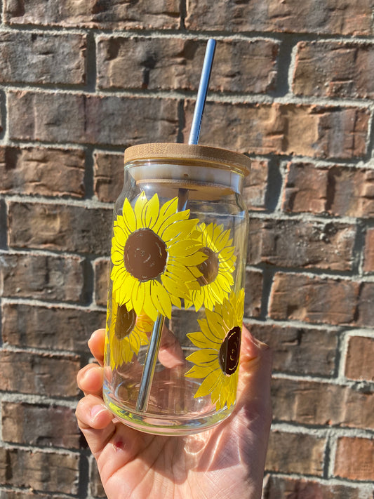 Sunflower Can Glass