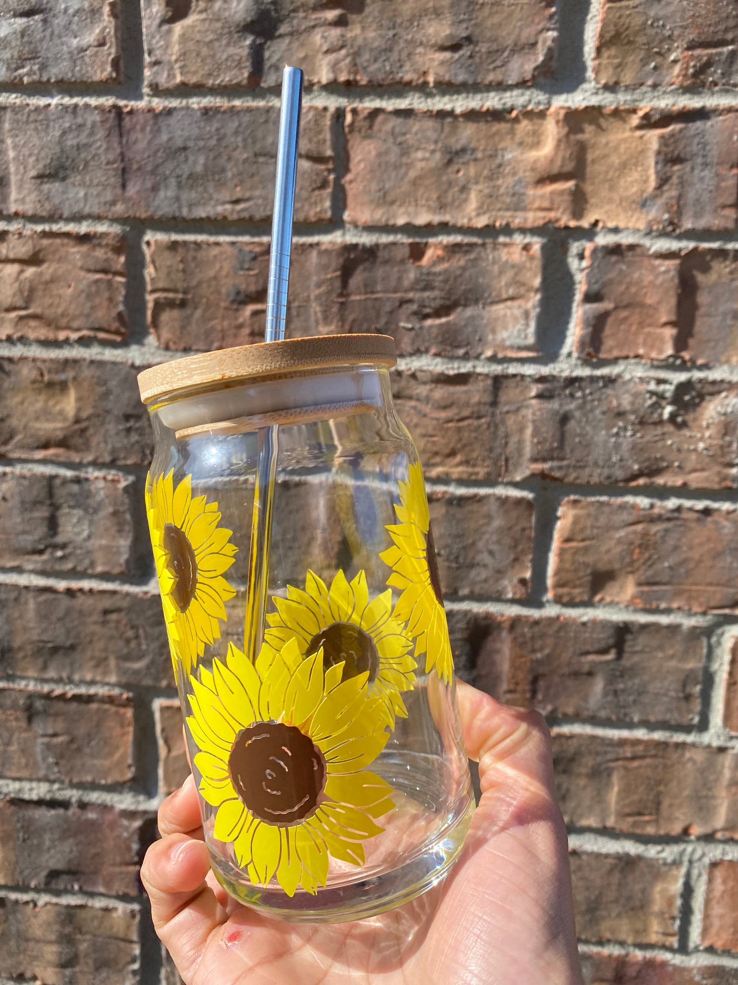 Sunflowers Can Glass