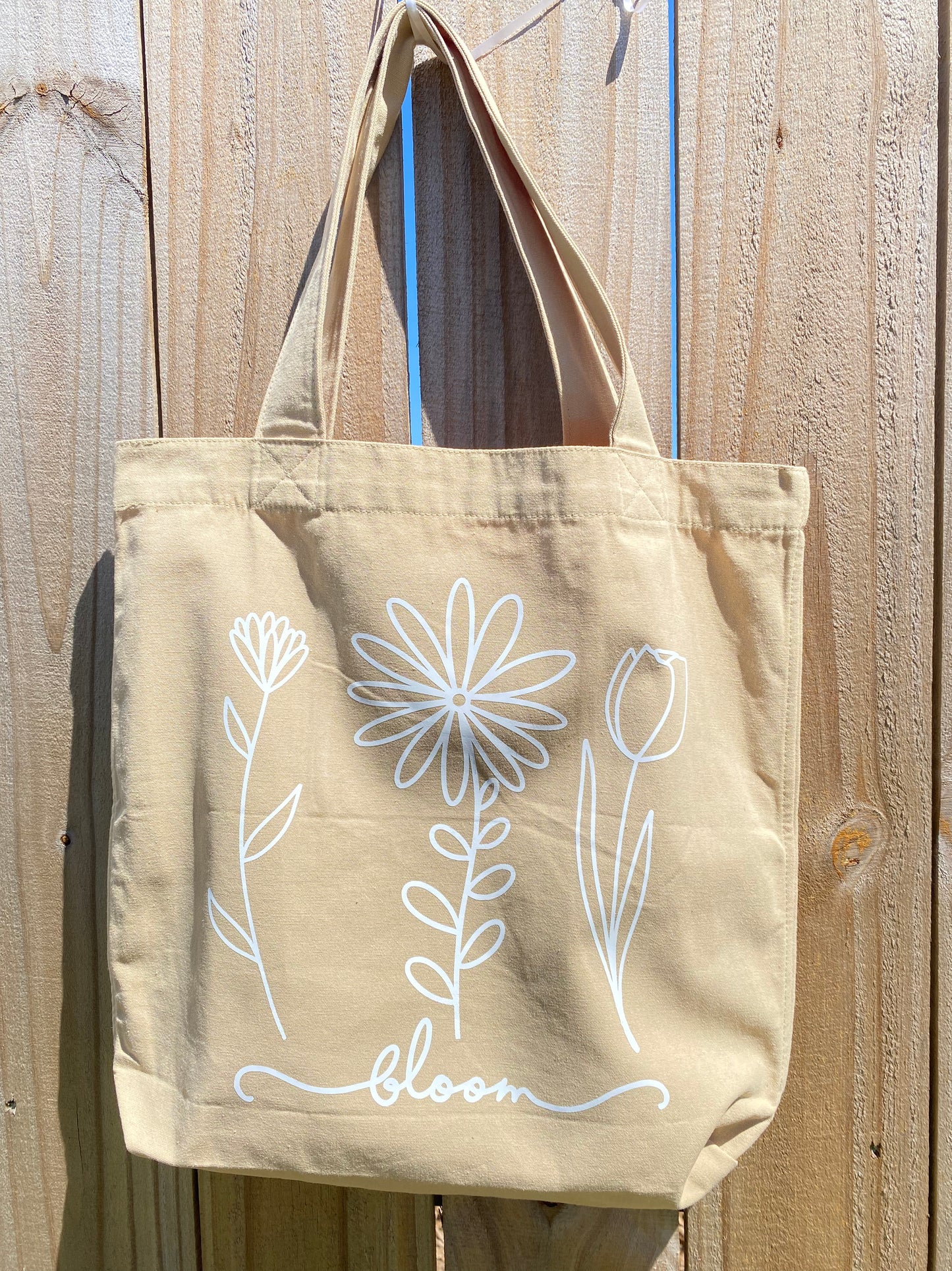 White Spring Flowers Tote Bag | Flowers Tote Bag | Spring Tote | Bloom Tote Bag